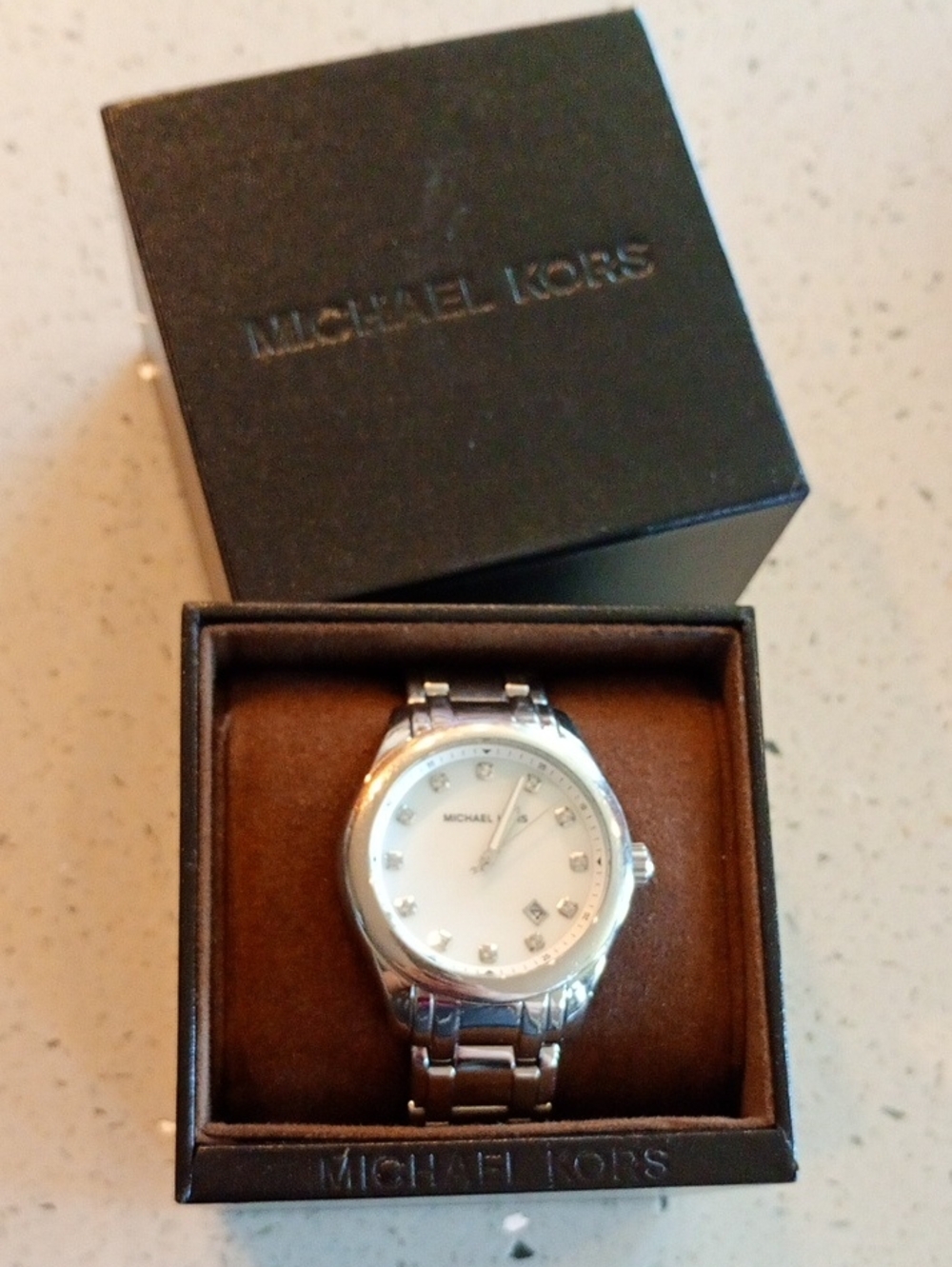 Michael Kors Stainless Steel Crystal Dial Watch - Silver & White
